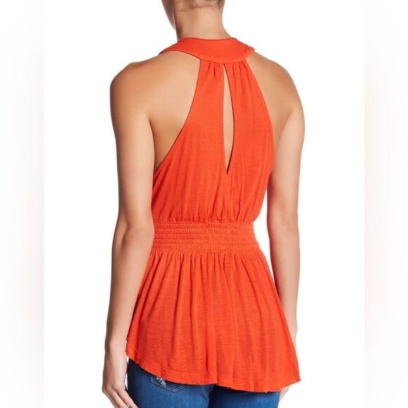 NWT Free People Megan Embroidered
Crochet Waist Peplum Top Tank XS Red/Orange - Picture 6 of 12